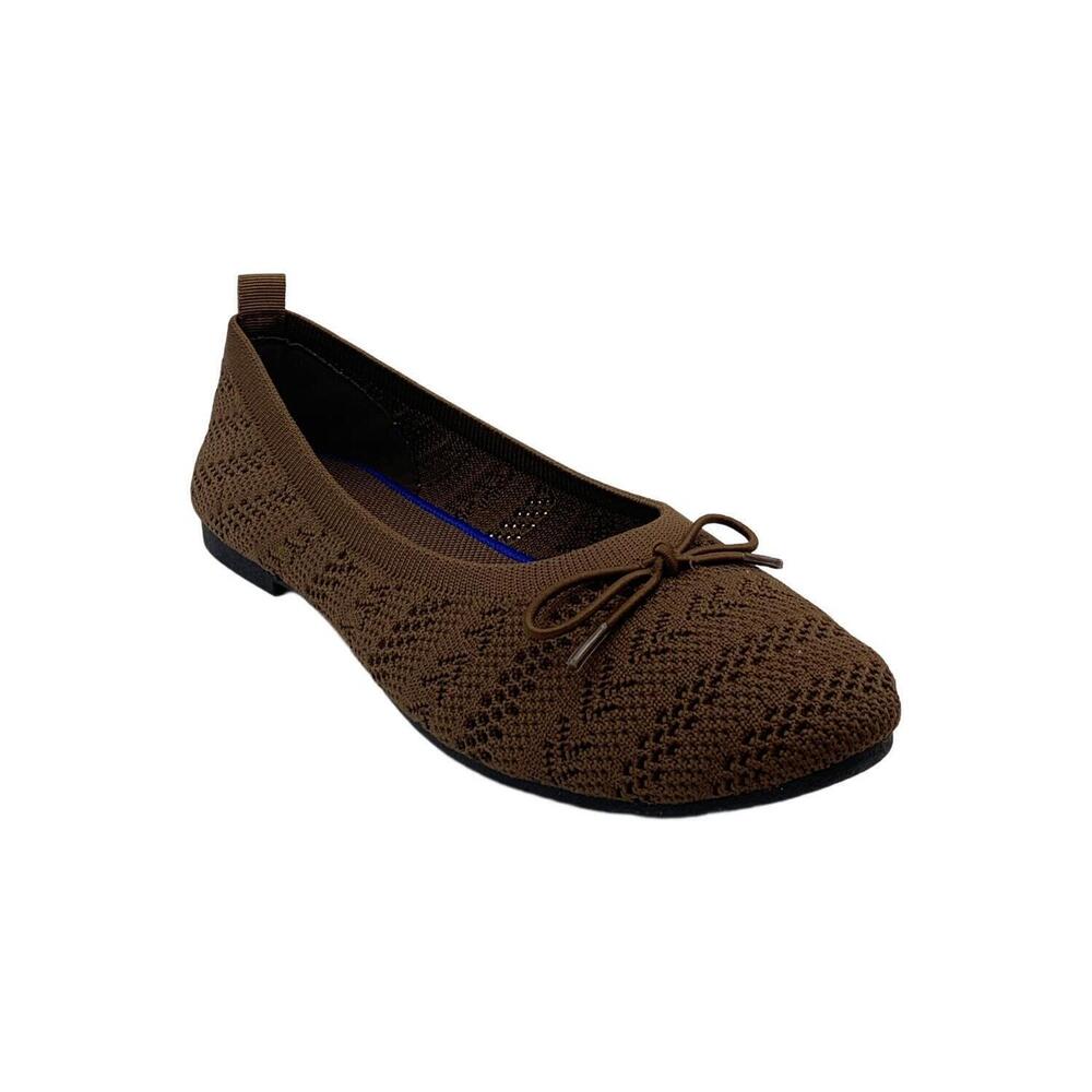 HEAWISH Women’s Crochet Lace Mesh Ballet Flats Tan - Medium